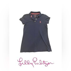 Lilly Pulitzer‎ Navy Polo with Signature Pink Lilly Palm Tree Logo